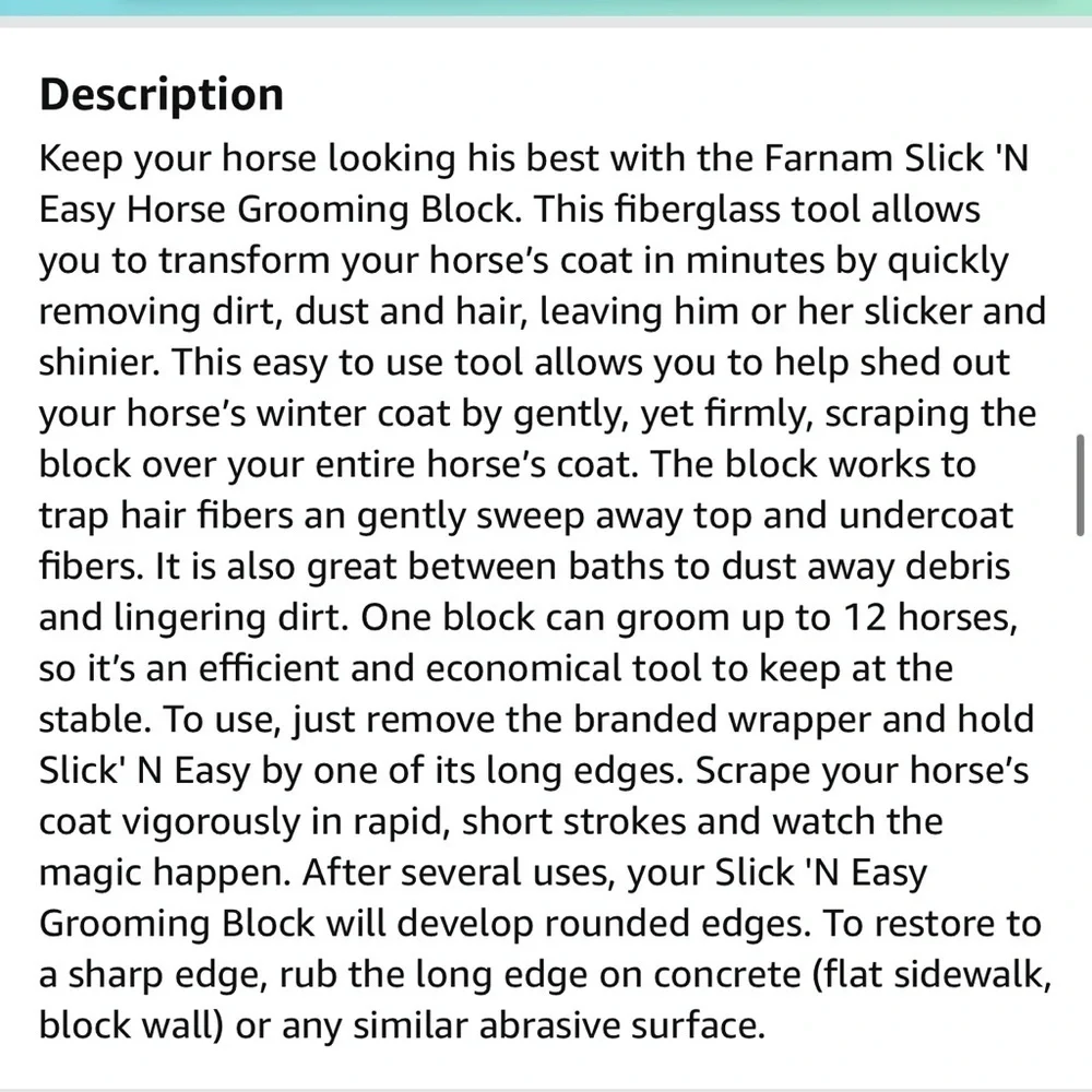 Slick n easy horse grooming block